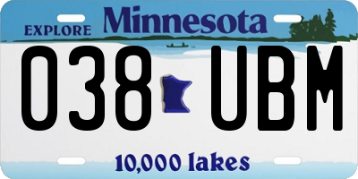 MN license plate 038UBM
