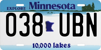 MN license plate 038UBN