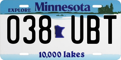MN license plate 038UBT