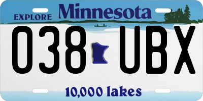 MN license plate 038UBX