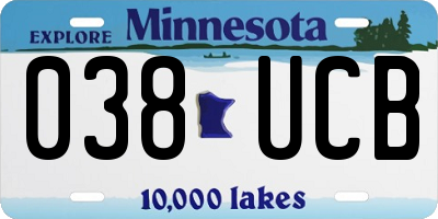 MN license plate 038UCB