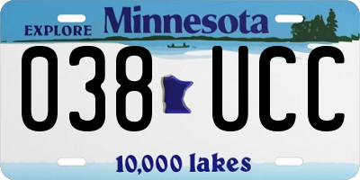 MN license plate 038UCC