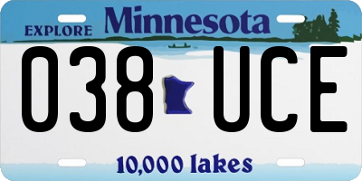 MN license plate 038UCE