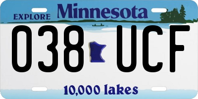 MN license plate 038UCF