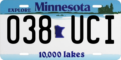MN license plate 038UCI