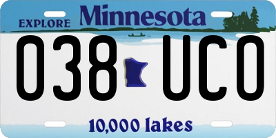 MN license plate 038UCO
