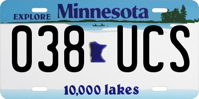 MN license plate 038UCS