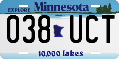 MN license plate 038UCT