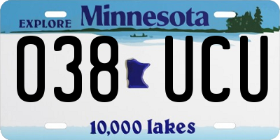 MN license plate 038UCU