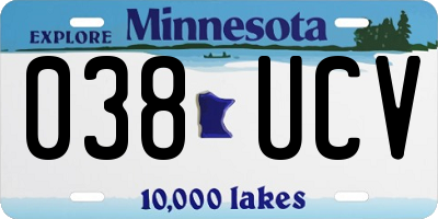 MN license plate 038UCV