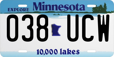 MN license plate 038UCW