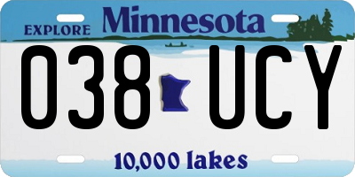 MN license plate 038UCY