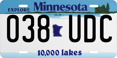 MN license plate 038UDC