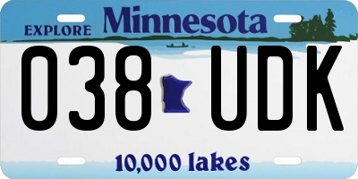 MN license plate 038UDK