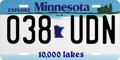 MN license plate 038UDN