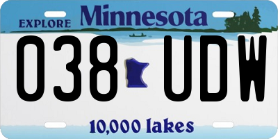 MN license plate 038UDW