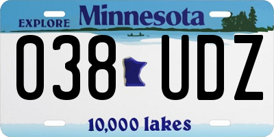 MN license plate 038UDZ