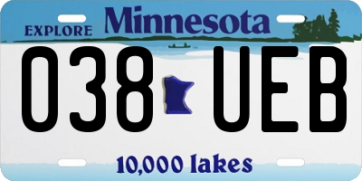 MN license plate 038UEB