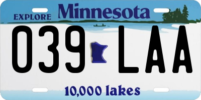 MN license plate 039LAA