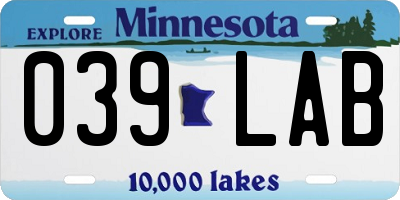 MN license plate 039LAB