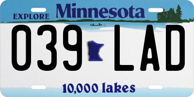 MN license plate 039LAD