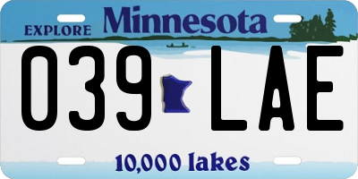 MN license plate 039LAE
