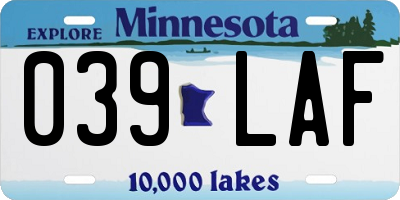 MN license plate 039LAF