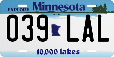 MN license plate 039LAL