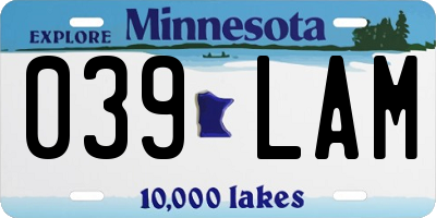 MN license plate 039LAM