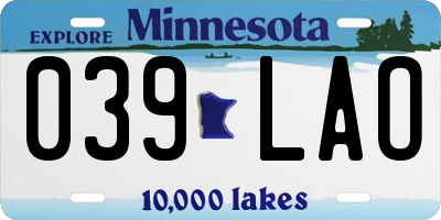 MN license plate 039LAO