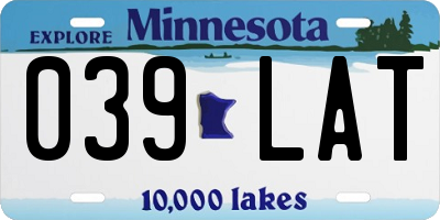 MN license plate 039LAT