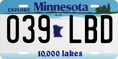 MN license plate 039LBD