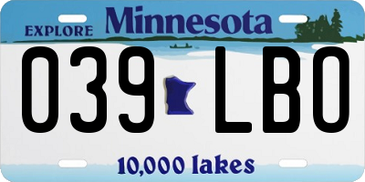 MN license plate 039LBO