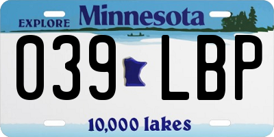 MN license plate 039LBP
