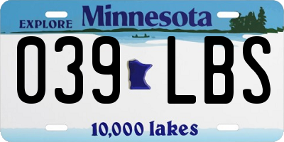 MN license plate 039LBS