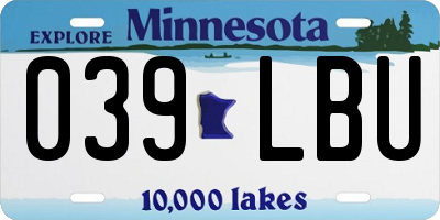 MN license plate 039LBU