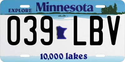 MN license plate 039LBV