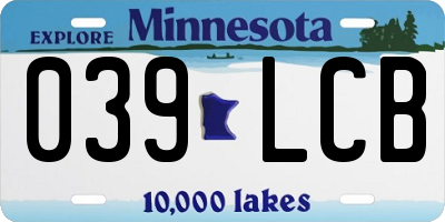MN license plate 039LCB