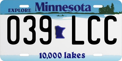 MN license plate 039LCC
