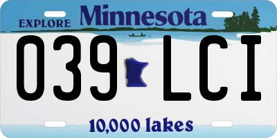 MN license plate 039LCI