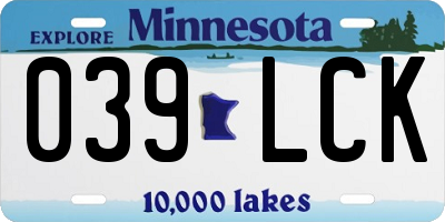 MN license plate 039LCK