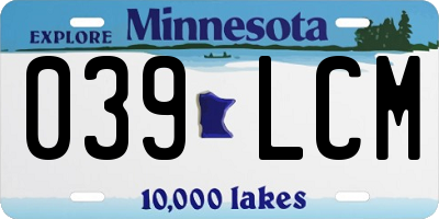 MN license plate 039LCM