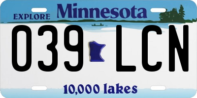MN license plate 039LCN