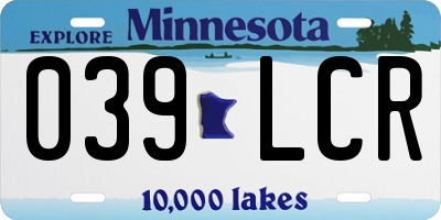 MN license plate 039LCR