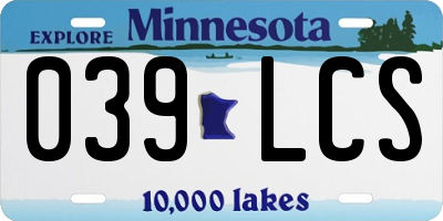 MN license plate 039LCS