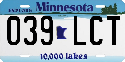 MN license plate 039LCT