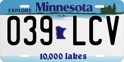 MN license plate 039LCV