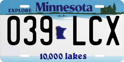 MN license plate 039LCX