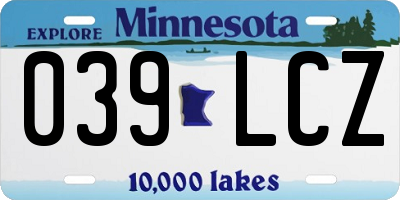 MN license plate 039LCZ