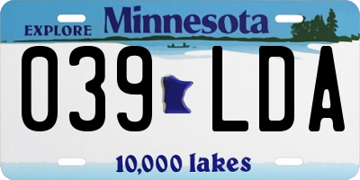 MN license plate 039LDA